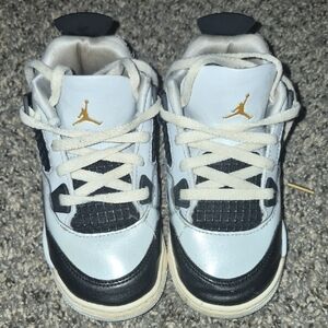 Jordan Kids' Black and White Sneakers with Gold Accents